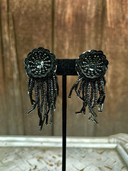 1980s Flower Fringe Earrings