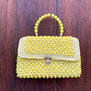 1960s Yellow Beaded Italian Bag