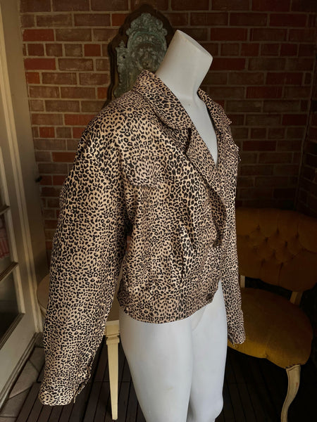 1990s Silk Leopard Cropped Jacket