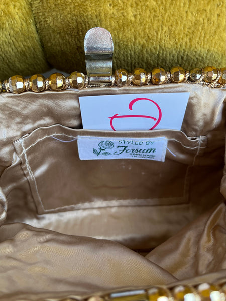 1960s Gold Knit Beaded Handbag