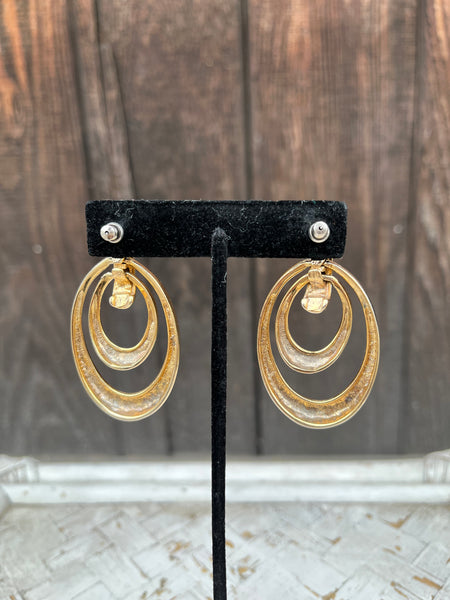 Vintage Gold Oval Hoops Earrings