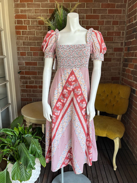 1970s Cotton Calico Maxi Dress