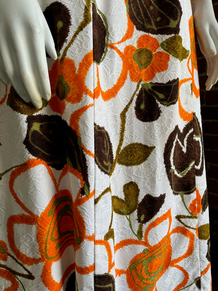 1970s Abstract Hawaiian Print Barkcloth Dress