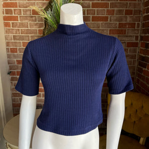 1960s Ribbed Blue Top Mod
