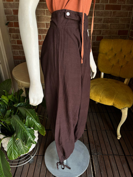 1970s Mocha High-Waisted Cotton Pants by Judy’s