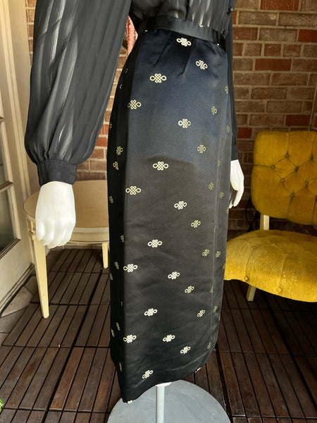 1960s Black Silk and Gold Skirt
