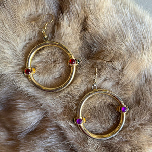 1980s Jewel Hoop Earrings