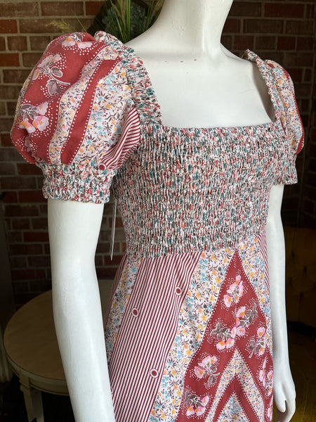 1970s Cotton Calico Maxi Dress