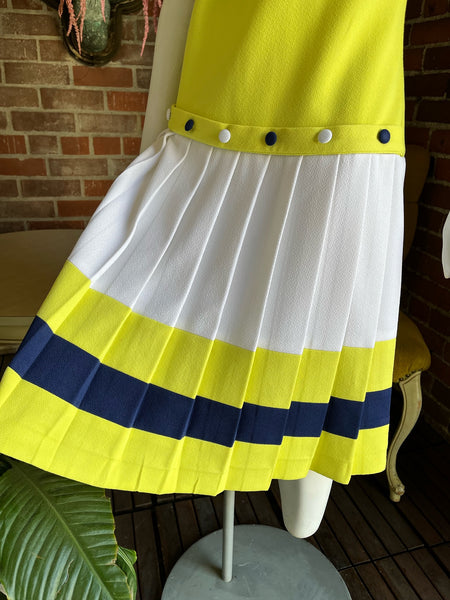1960s Drop Waist Pleated Dress