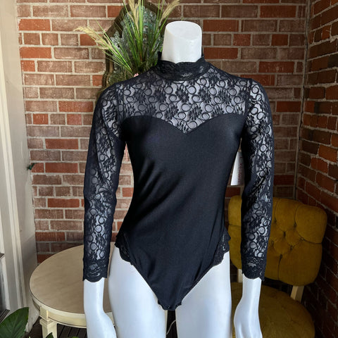 1980s Black Lace Leotard