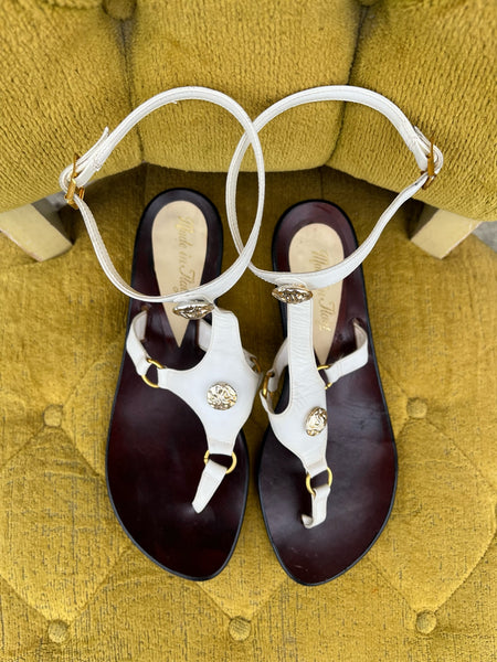 1960s White Gladiator Style Leather Sandals NOS