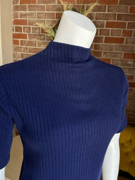 1960s Ribbed Blue Top Mod