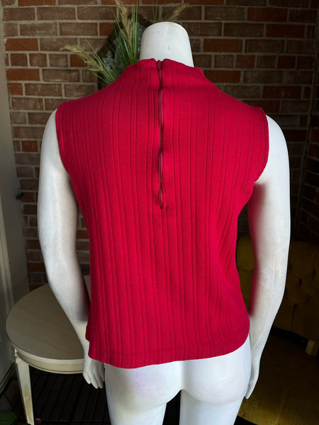 1960s Red Ribbed Top Mod