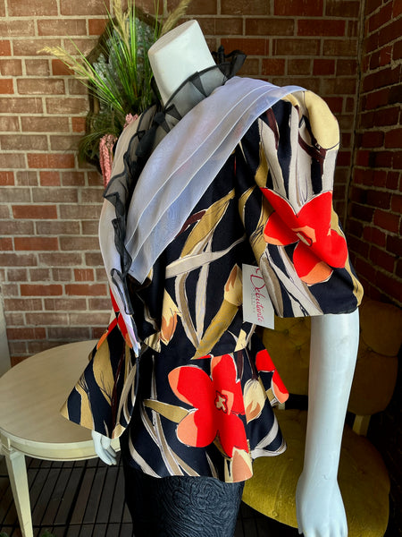 1980s Floral Ruffled Jacket