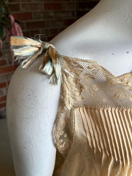 1920s Pintucked Silk Dress