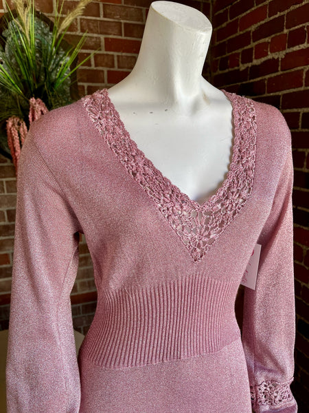 1970s Pink Lurex Dress