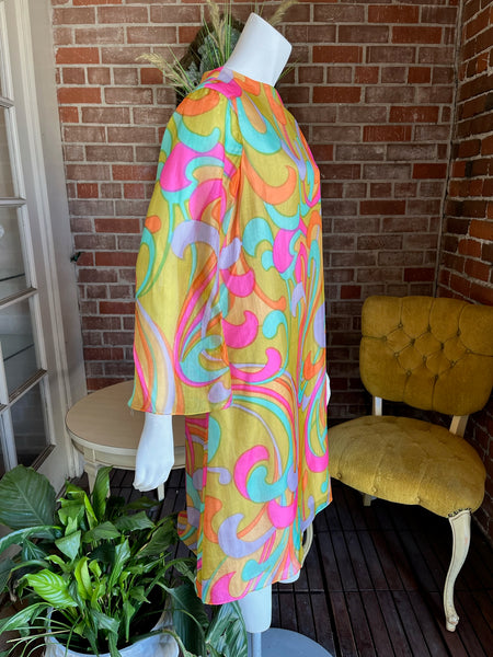 1960s Chiffon Pastel Dress