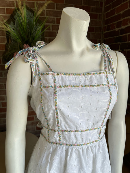 1970s Eyelet Maxi Dress
