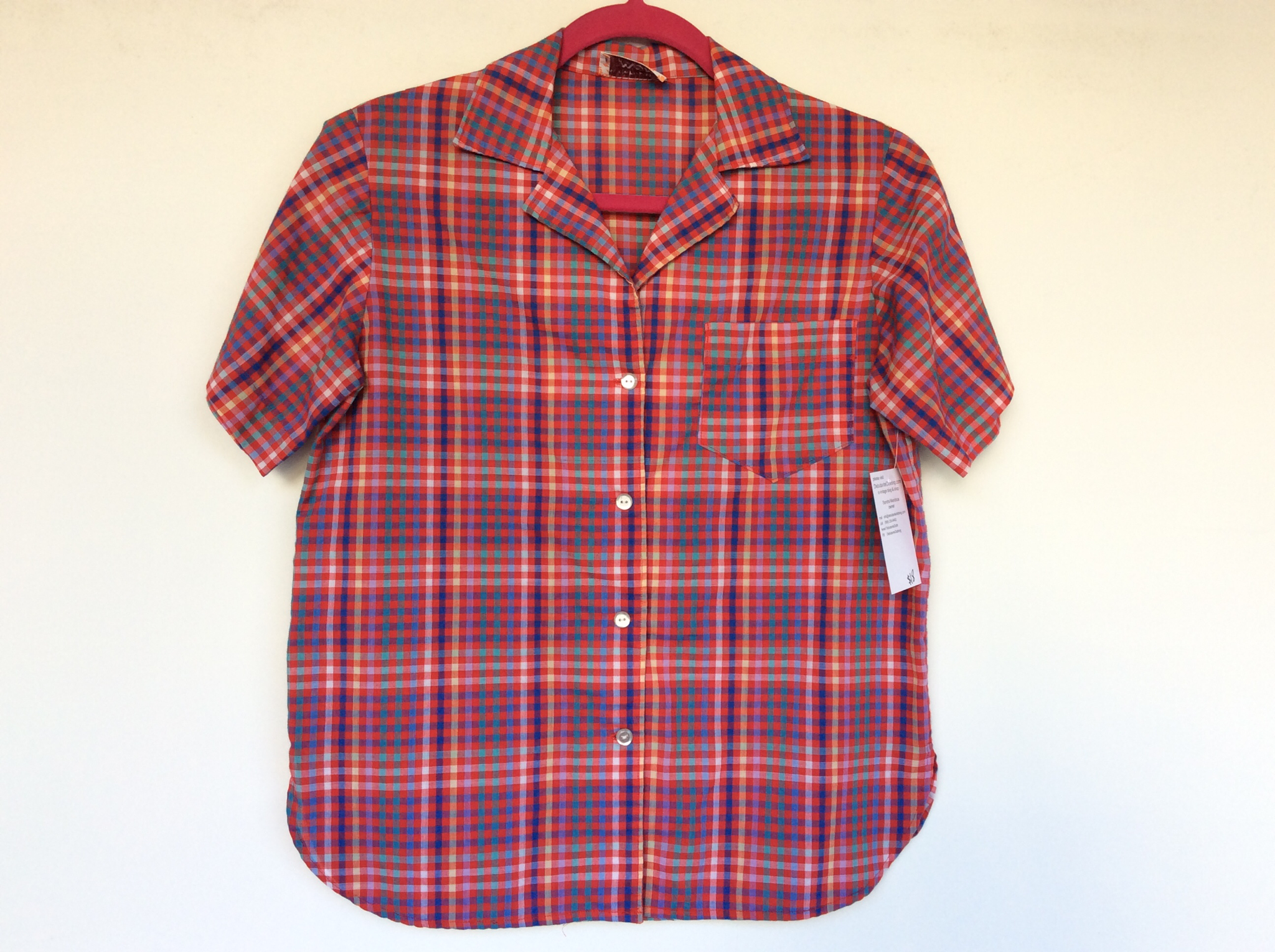 1960 plaid shortsleeve buttonup