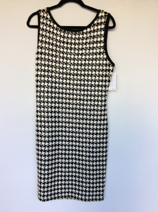 Black white herringbone sequin dress