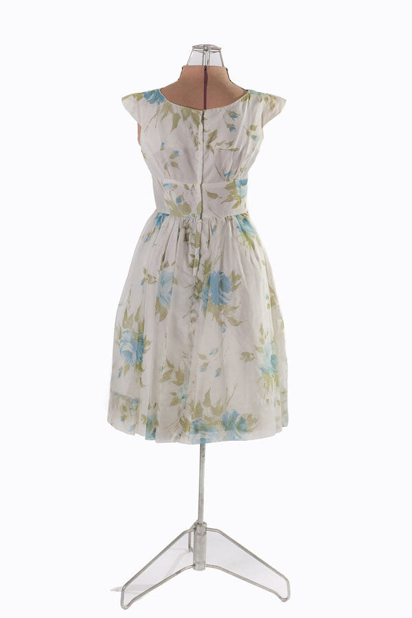 princess polly baby blue dress COCKTAIL DRESS, in blue duchesse with pearl embroidery, 1950s, size approx  36/38. Vintage & Designer Fashion main image 0
