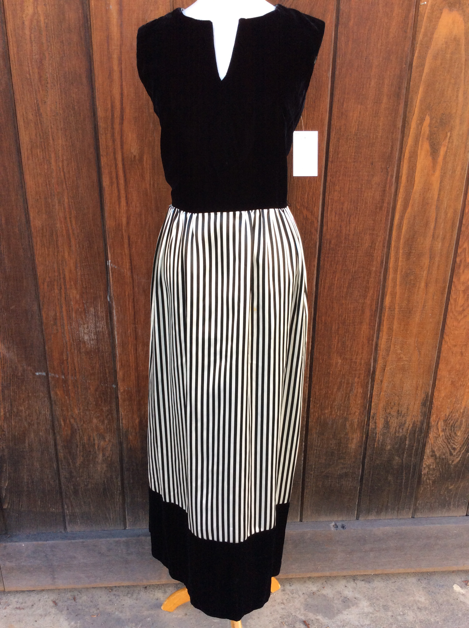 Black velvet striped dress
