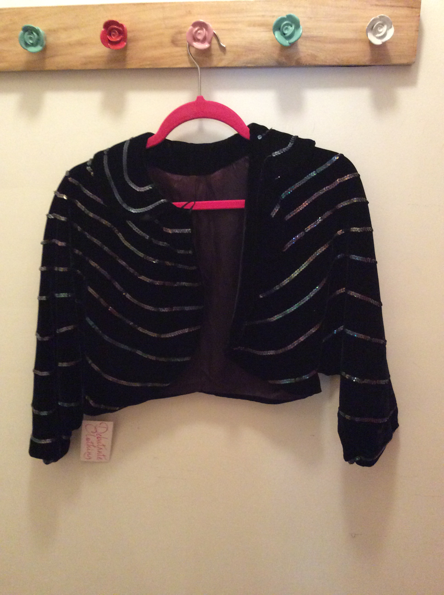 Black Suade Sequin Striped Sweater