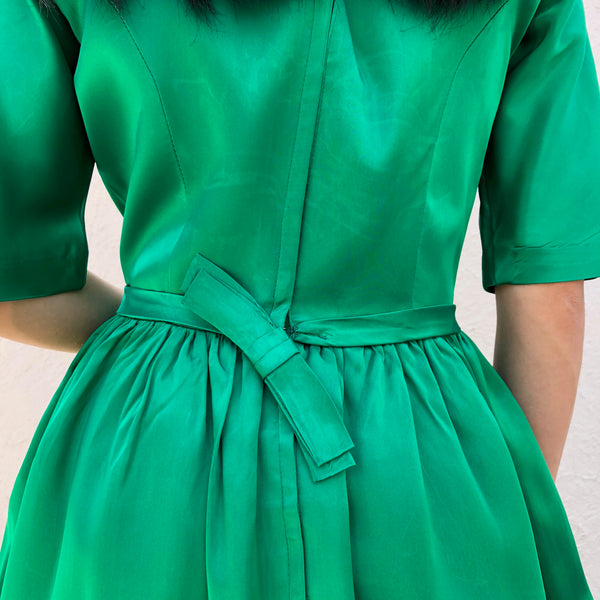 1950s Emerald Silk Dress