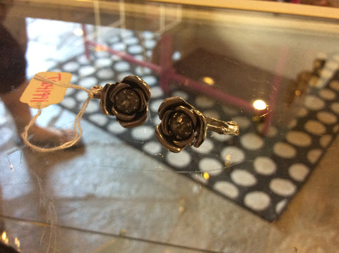 Silver flower earrings