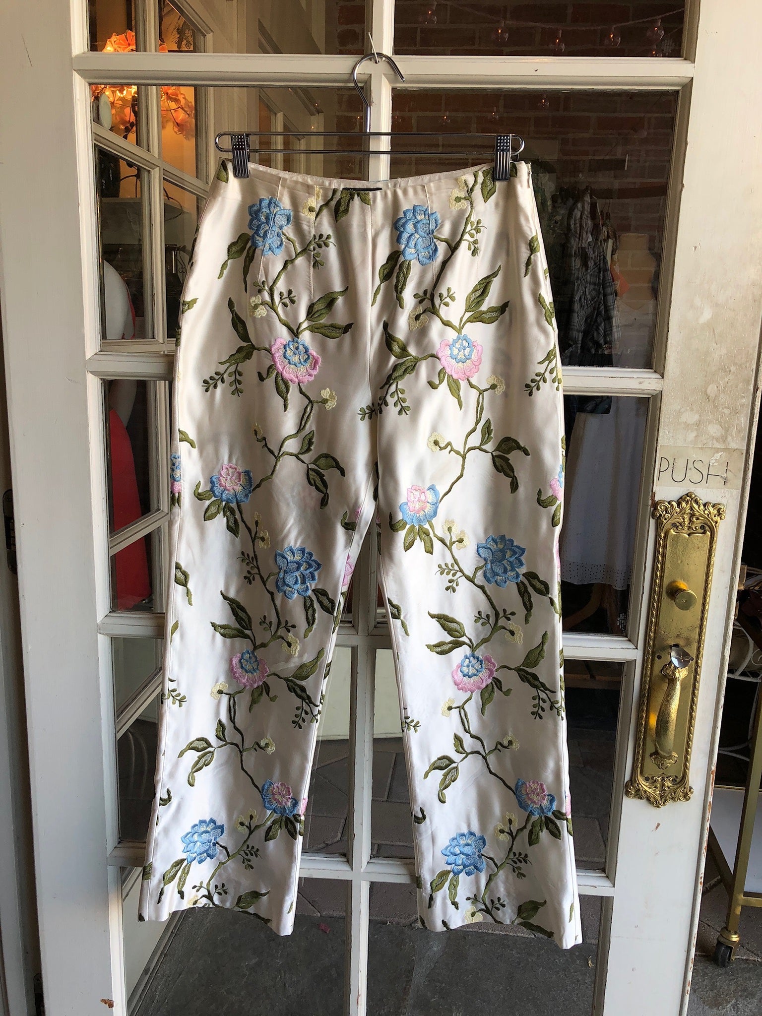 1990s Armani silk embroidered pants