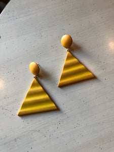 Yellow Triangle Dangling Earrings