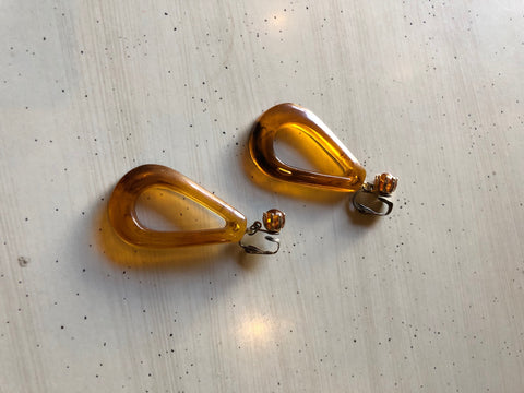 translucent brown teardrop dangling earrings