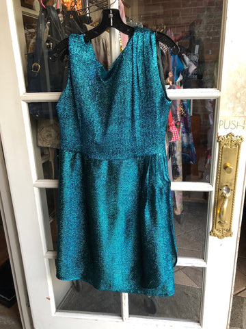 1960s sapphire blue lurex dress volup