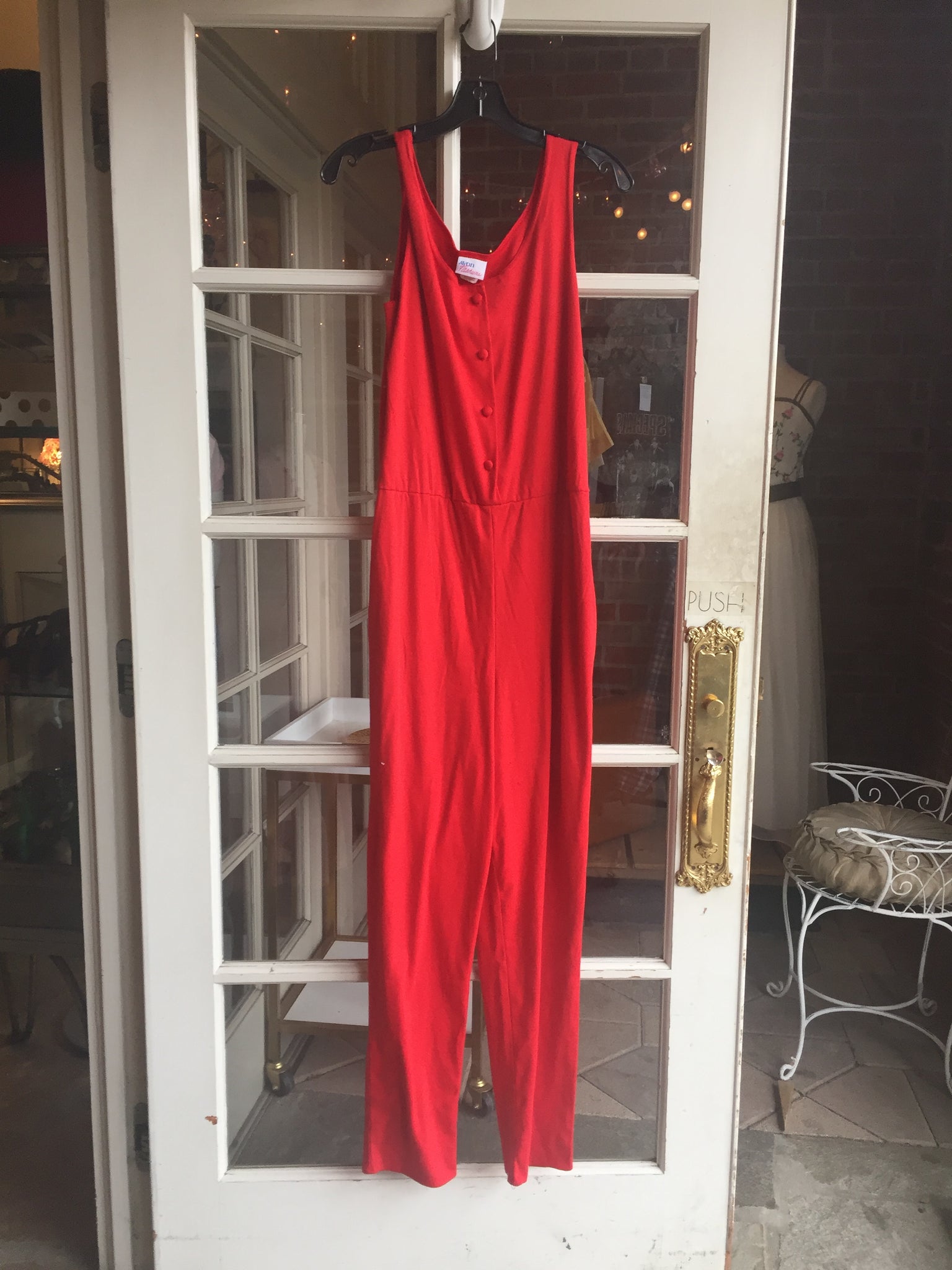 1980s Red Cotton Jumpsuit