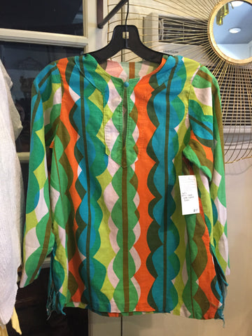 60s multi color long sleeve tunic