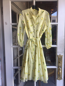 1960s yellow embroidered dress