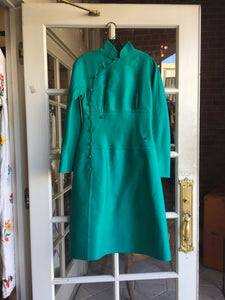 1960s green cheongsam wool dress