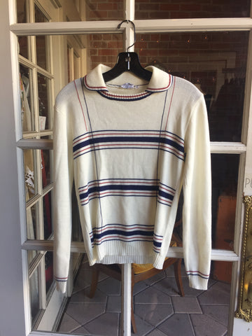 1970s striped collared sweater