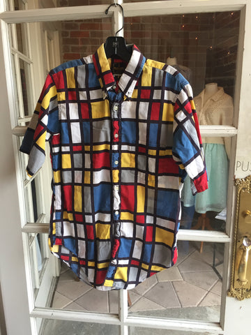 1960s mondrian block print top