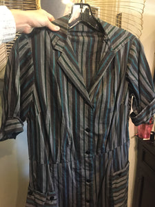 1950s teal gray striped plus size