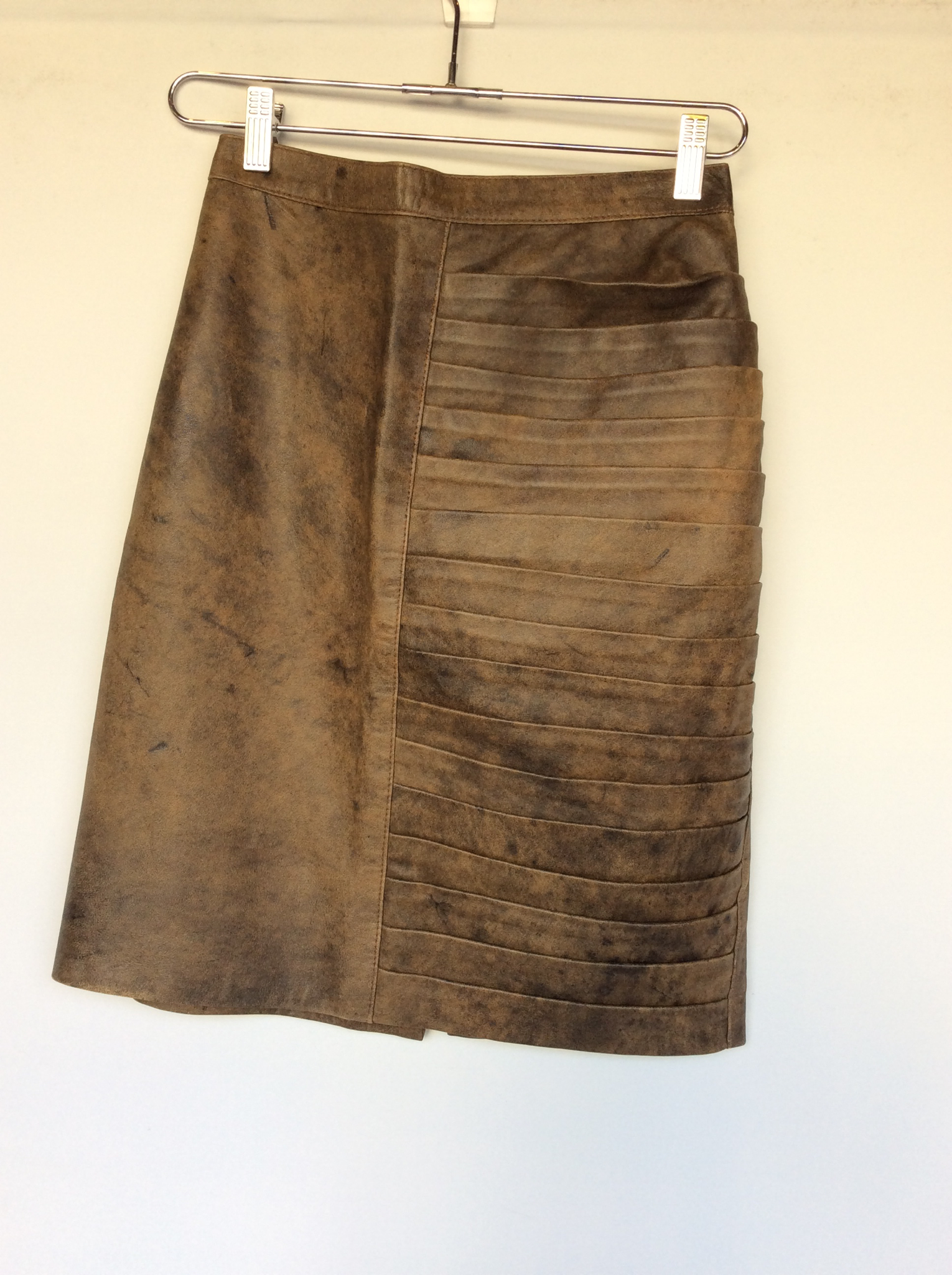 Brown leather skirt