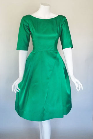 1960s Emerald Green Satin Dress 1960s Emerald Green Satin Dress