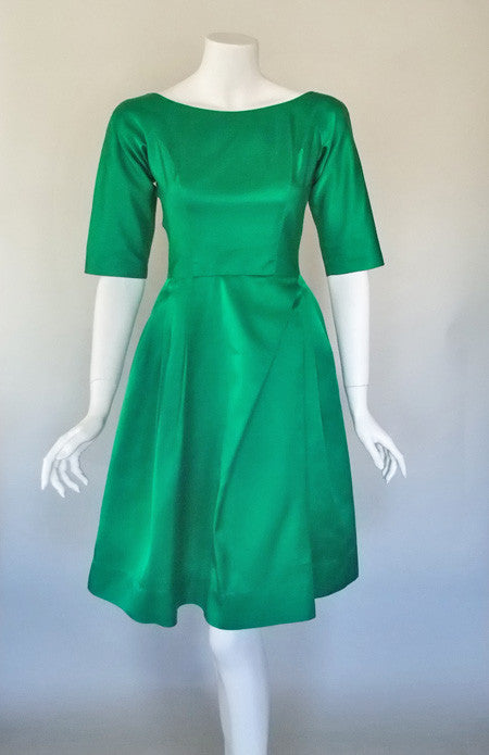 1960s Emerald Green Satin Dress 1960s Emerald Green Satin Dress