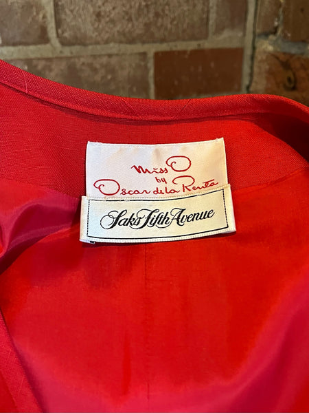 1980s Miss O by Oscar de la Renta Red Dress