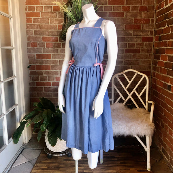 1970s Chambray Side Tie Dress