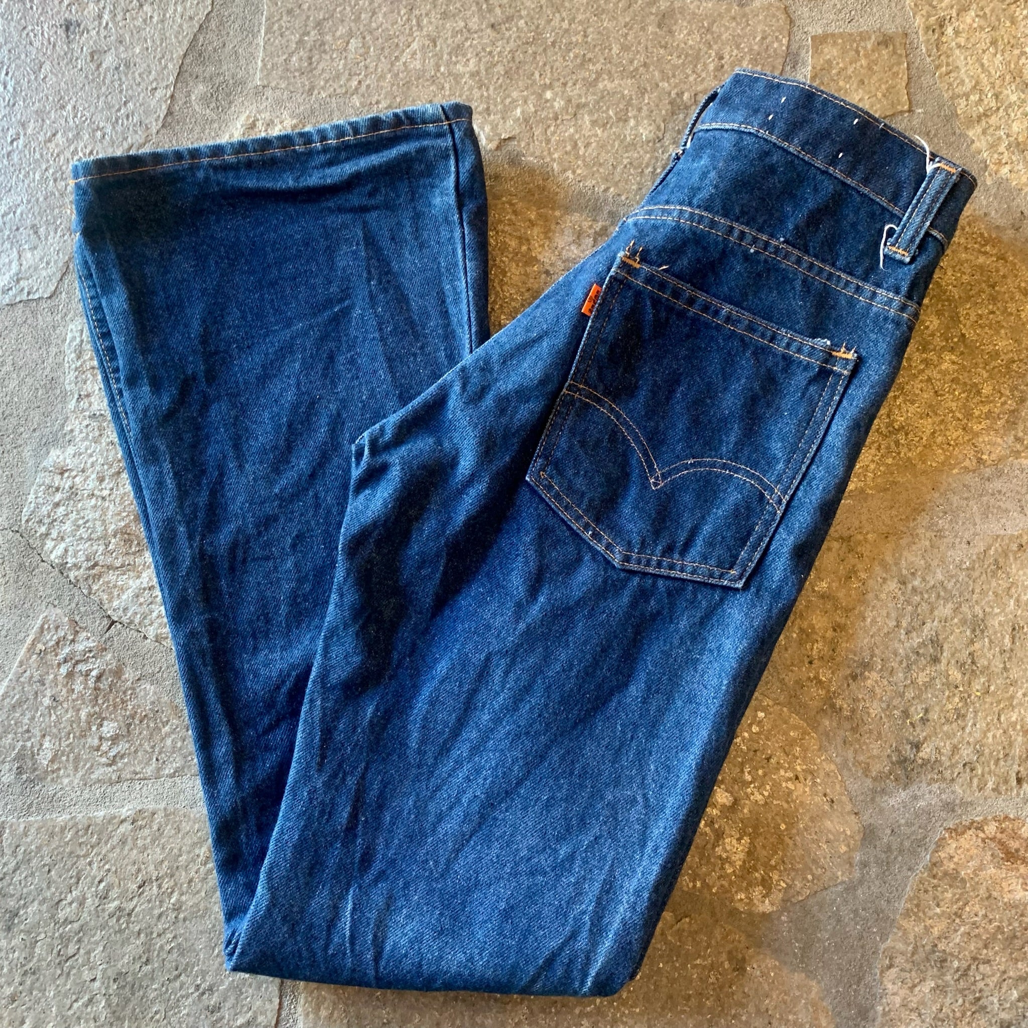 1980 Levis Orange Tab Flared Dark Washed Denim Jeans