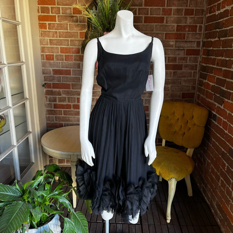 1960s Ruffled Chiffon Dress