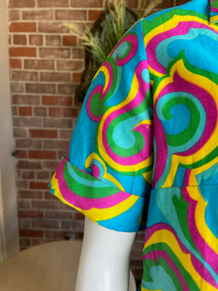1960s Blue Psychedelic Deadstock Blouse