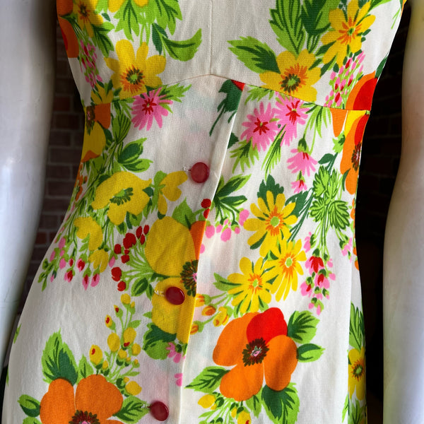 1970s Yellow Floral Maxi Dress