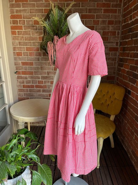 1950s Red Gingham Dress AS IS